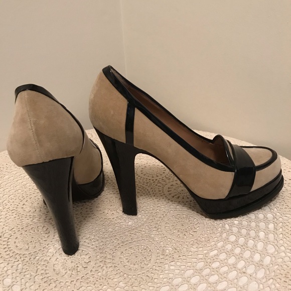 Yves Saint Laurent Loafer Platform Heels Nude & Black Size 10 - Picture 5 of 8